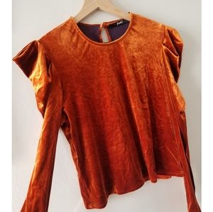 Rust Velvet Long Sleeve Top